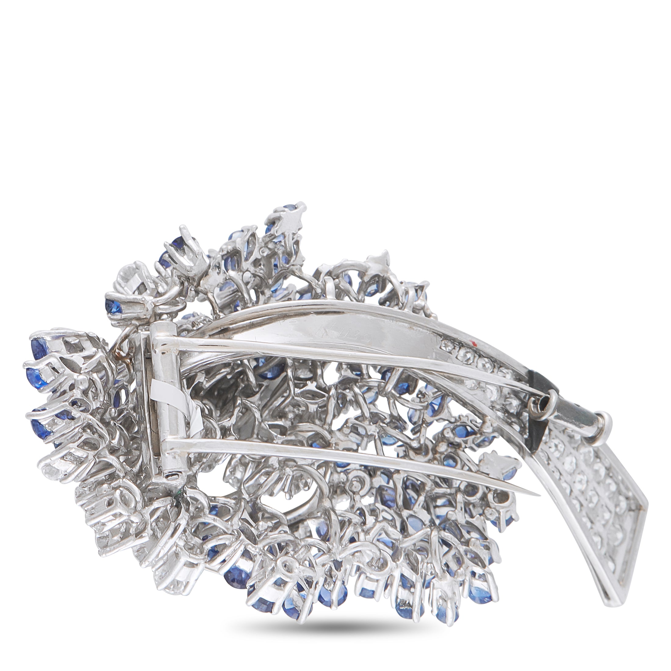 Platinum 2.75ct Diamond and Sapphire Brooch