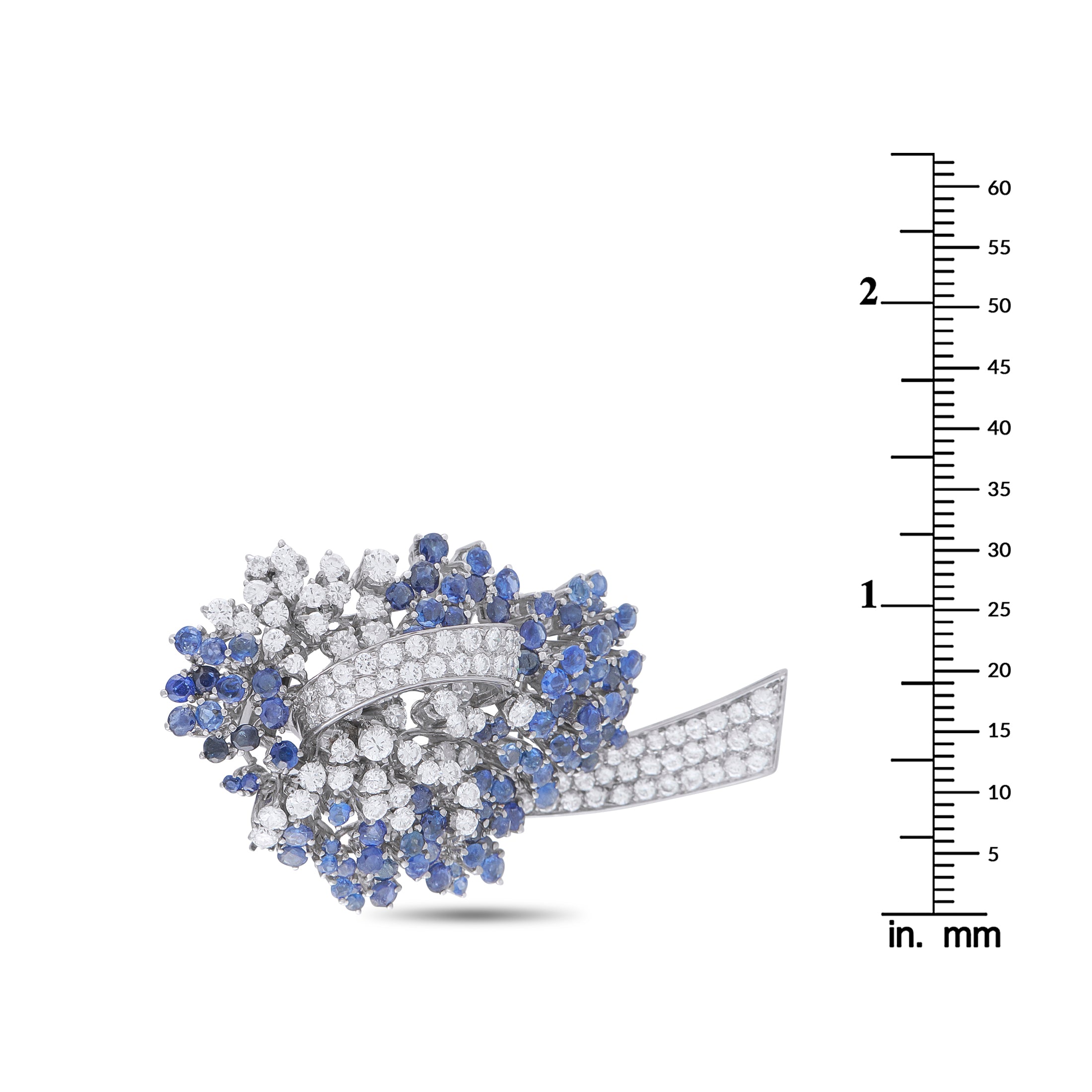 Platinum 2.75ct Diamond and Sapphire Brooch