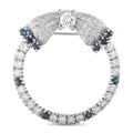 Vintage Platinum 1.50ct Diamond and Sapphire Open Circle Bow Brooch