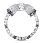 Vintage Platinum 1.50ct Diamond and Sapphire Open Circle Bow Brooch