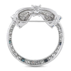 Vintage Platinum 1.50ct Diamond and Sapphire Open Circle Bow Brooch