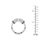 Vintage Platinum 1.50ct Diamond and Sapphire Open Circle Bow Brooch