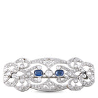Platinum 0.85ct Diamond and Sapphire Brooch