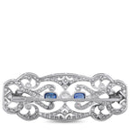 Platinum 0.85ct Diamond and Sapphire Brooch
