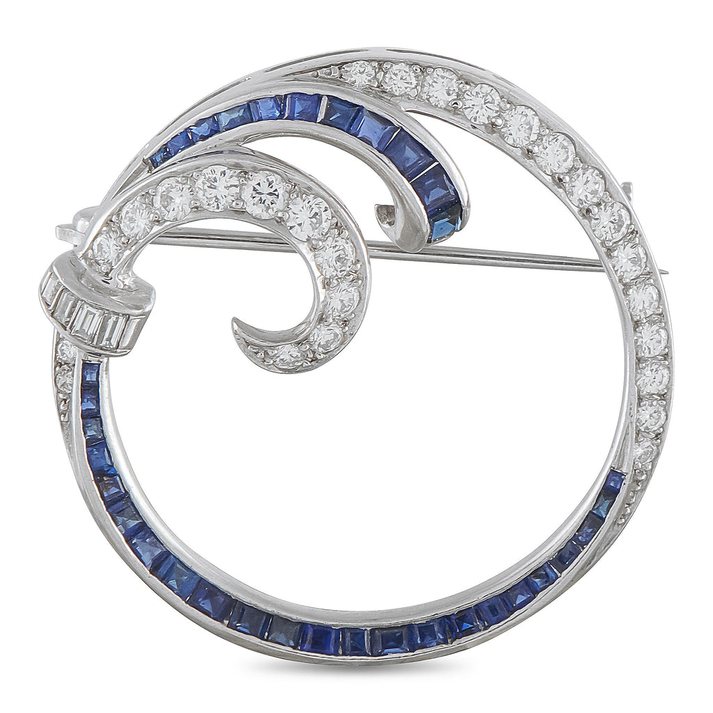 Vintage Platinum 1.0ct Diamond and Sapphire Brooch