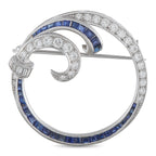 Vintage Platinum 1.0ct Diamond and Sapphire Brooch