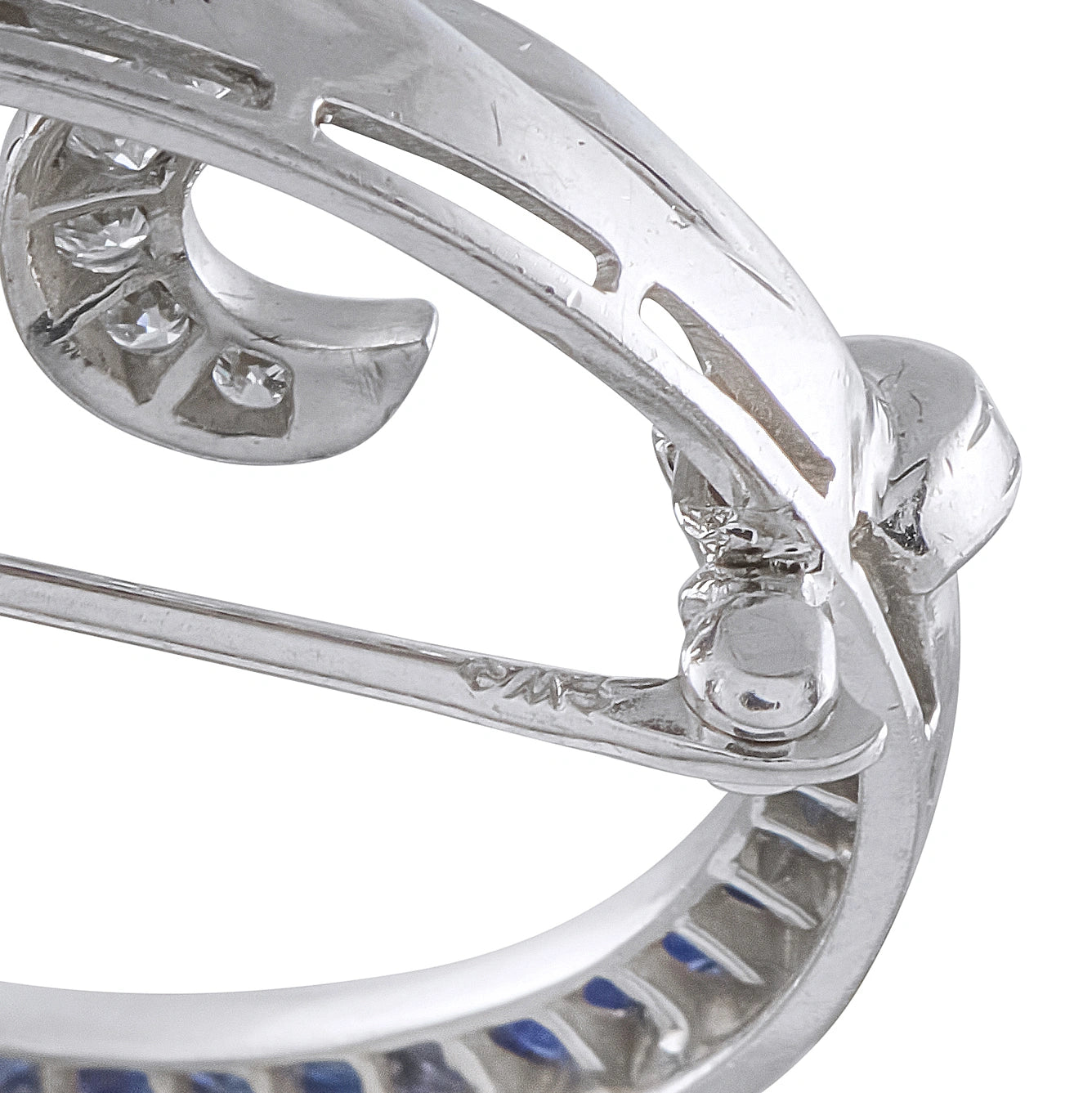 Vintage Platinum 1.0ct Diamond and Sapphire Brooch