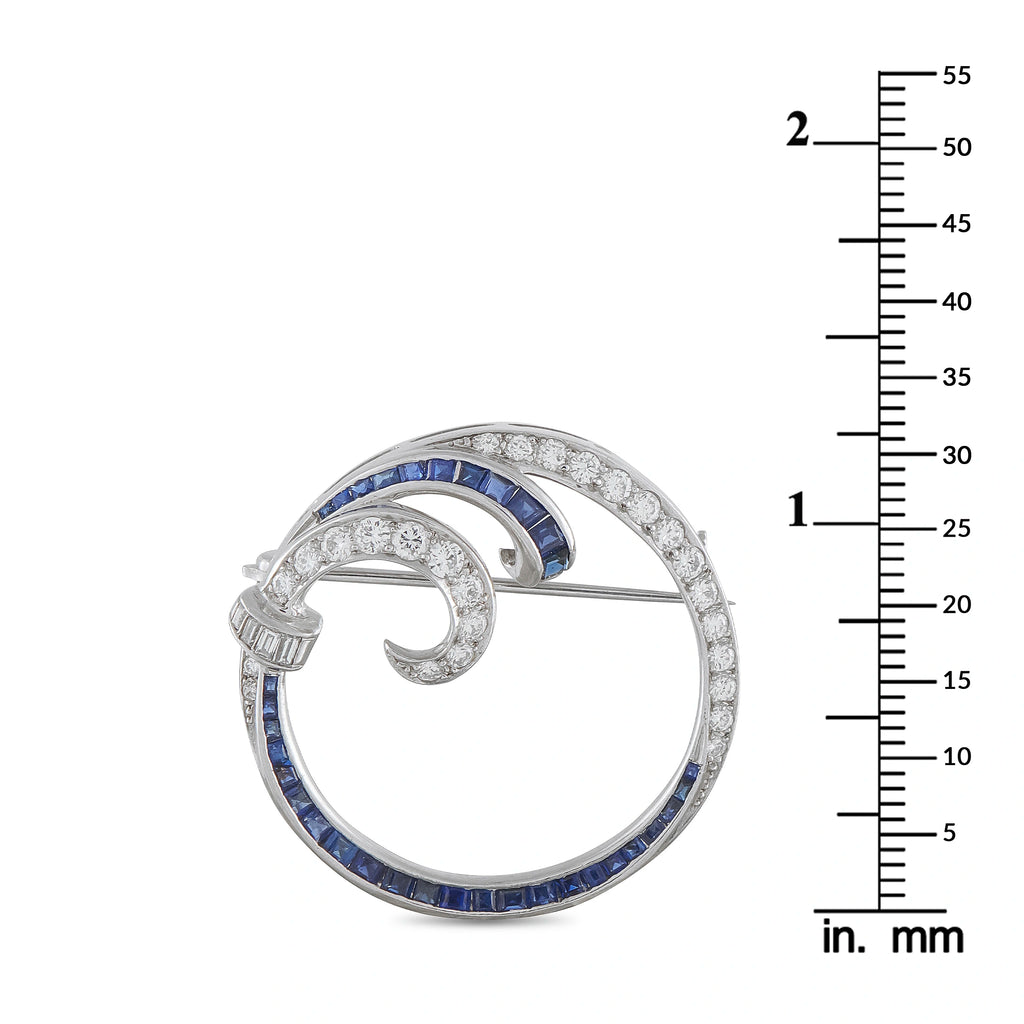 Vintage Platinum 1.0ct Diamond and Sapphire Brooch