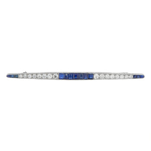 Platinum 1.50ct Diamond and Sapphire Art Deco Pin