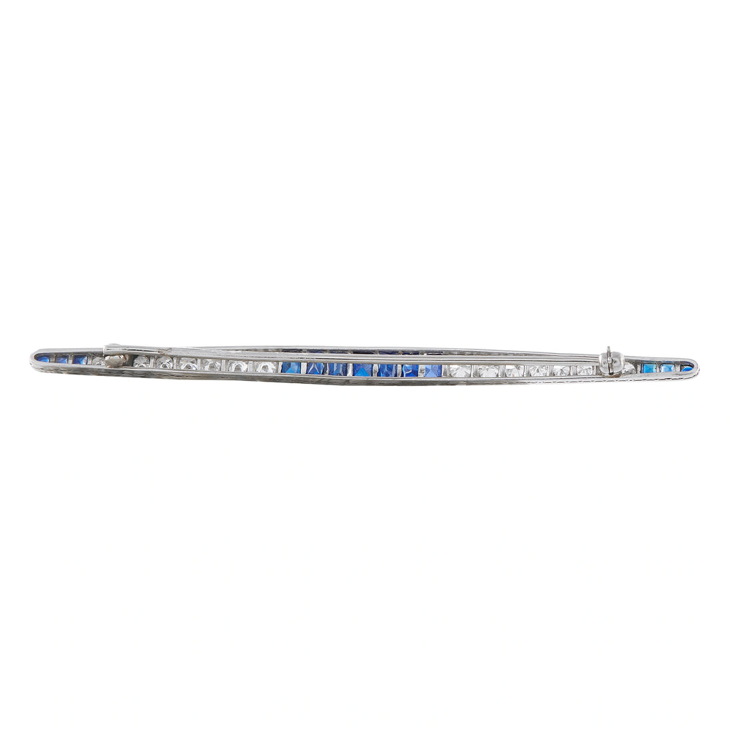 Platinum 1.50ct Diamond and Sapphire Art Deco Pin