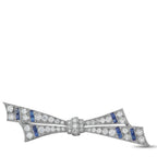 Platinum 0.90ct Diamond and Sapphire Bow Brooch