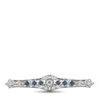 Platinum 0.90ct Diamond and Sapphire Brooch