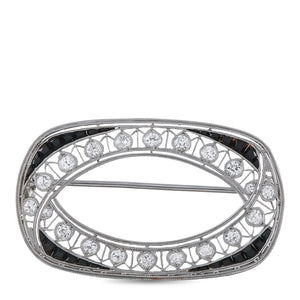Platinum 0.80ct Diamond and Sapphire Brooch