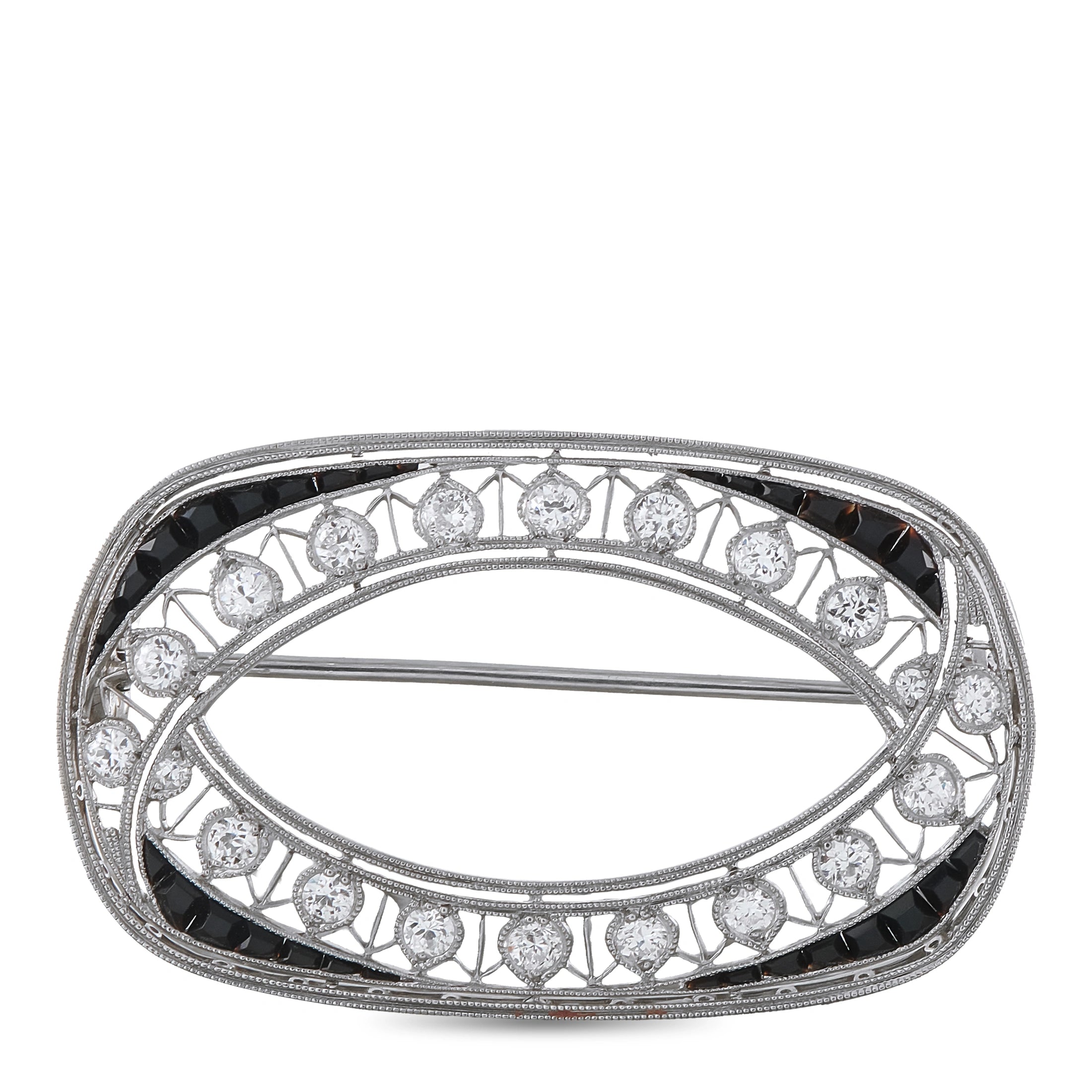 Platinum 0.80ct Diamond and Sapphire Brooch