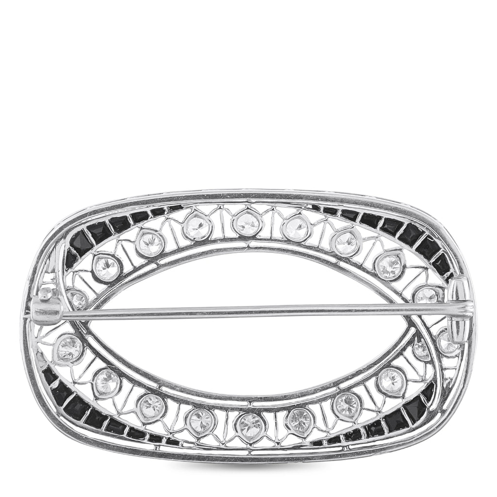 Platinum 0.80ct Diamond and Sapphire Brooch