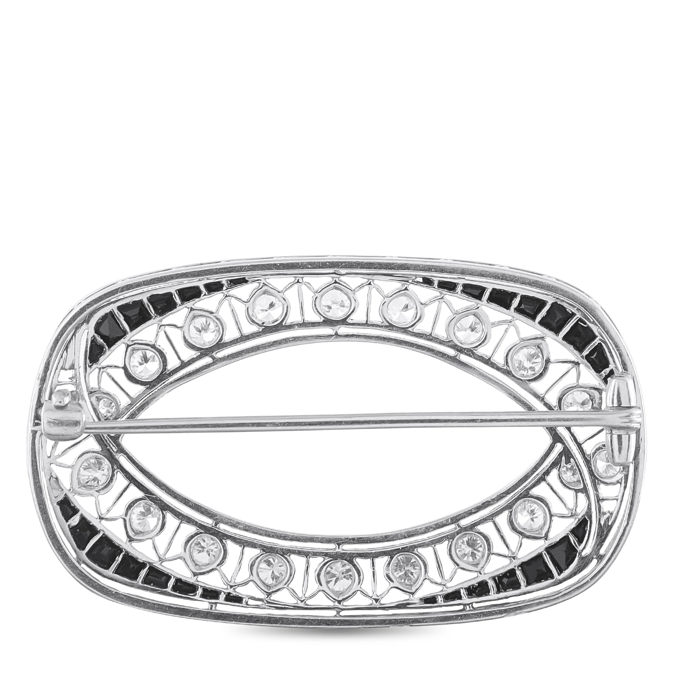 Platinum 0.80ct Diamond and Sapphire Brooch