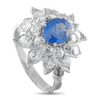 Platinum 2.25ct Diamond and Ceylon Sapphire Flower Ring