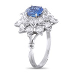 Platinum 2.25ct Diamond and Ceylon Sapphire Flower Ring