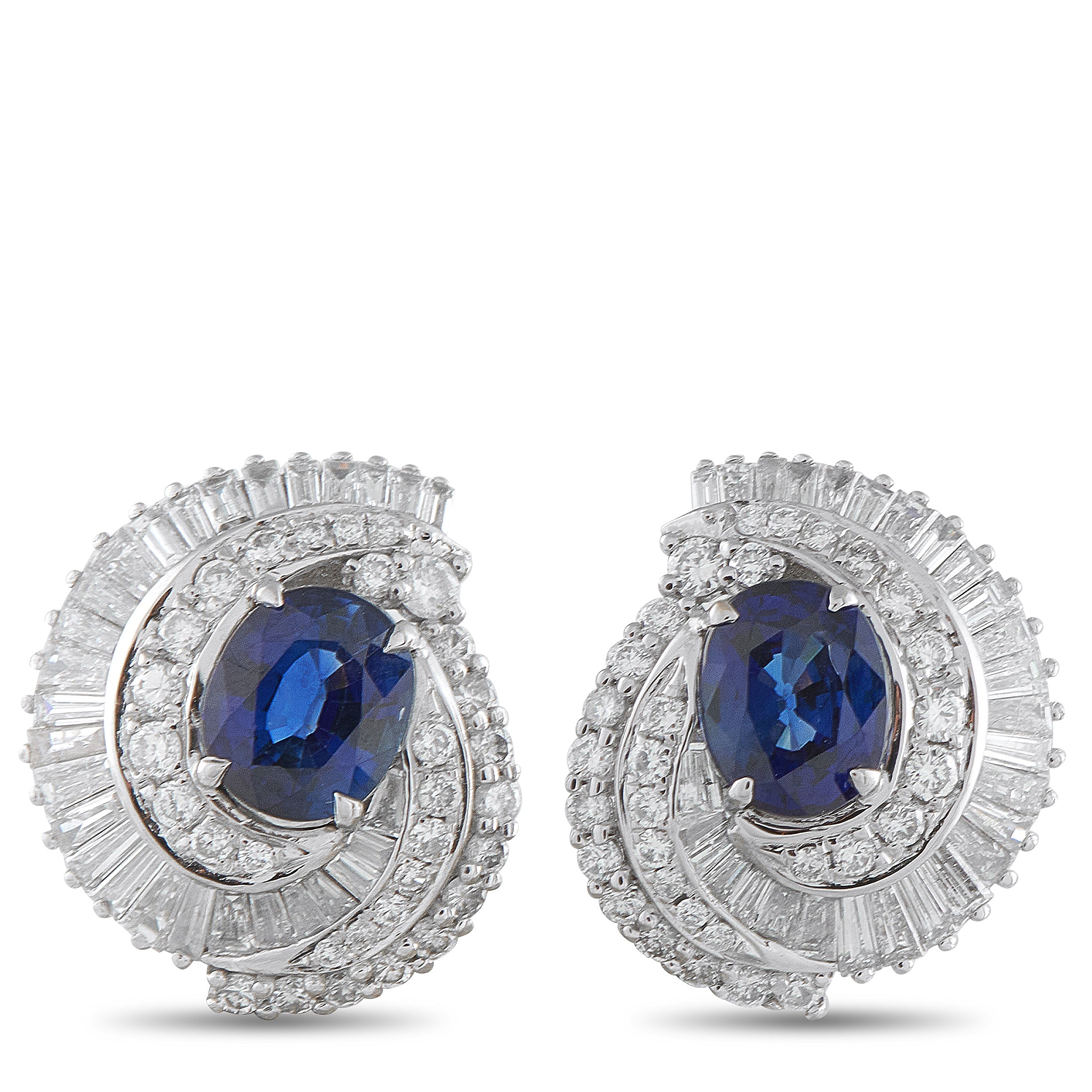 Platinum 1.50ct Diamond and Sapphire Earrings