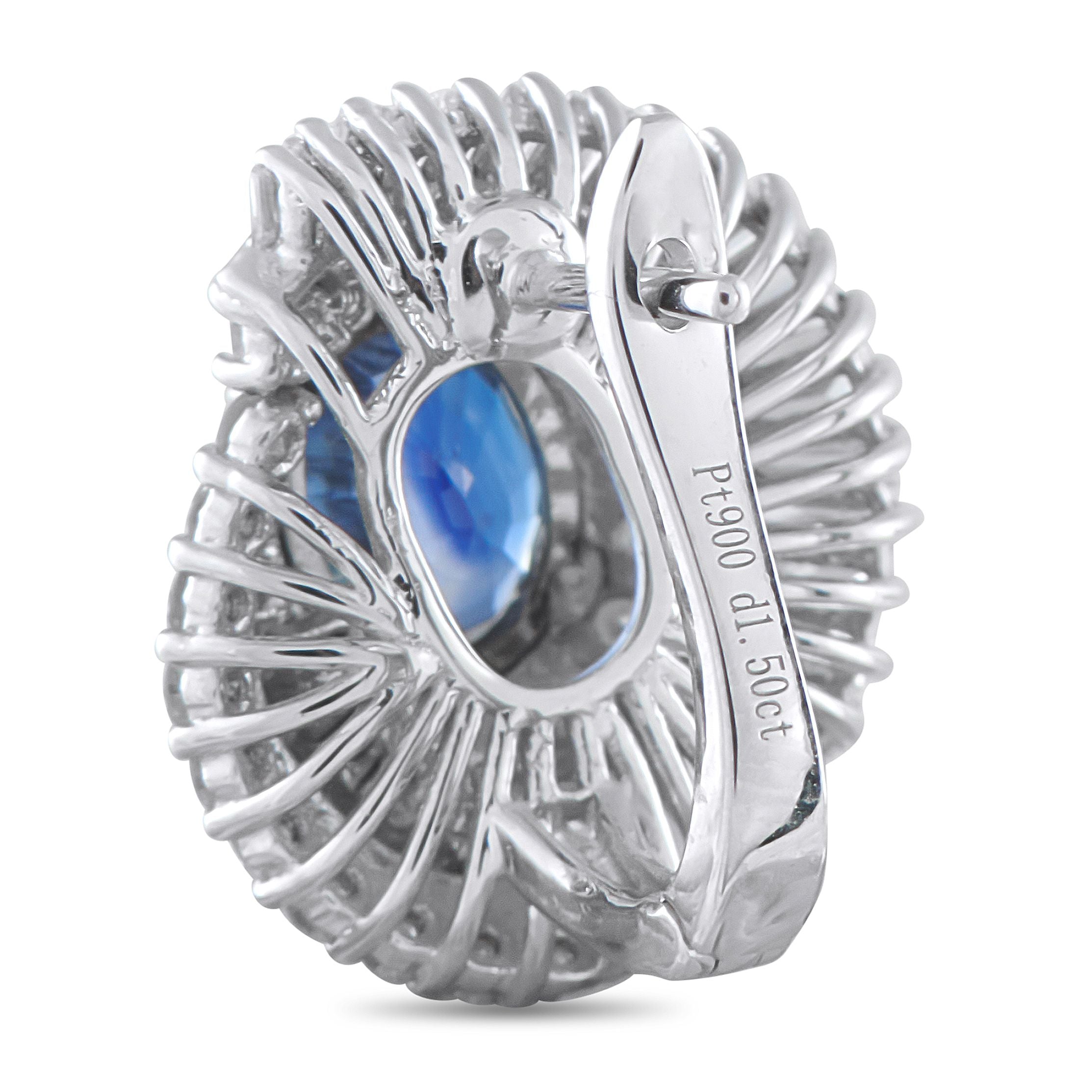 Exclusive Platinum 1.50ct Diamond and Sapphire Earrings