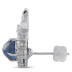 14K White Gold 1.84ct Diamond and Sapphire Bow Earrings