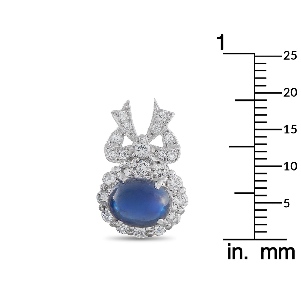 14K White Gold 1.84ct Diamond and Sapphire Bow Earrings