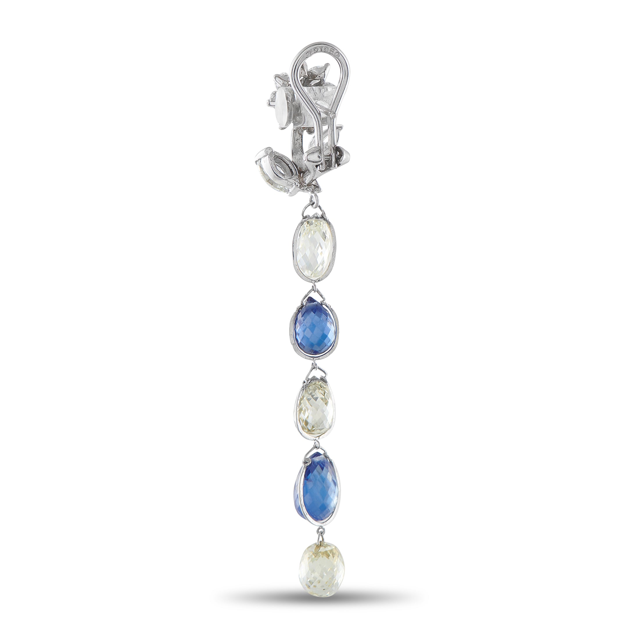 Platinum 10.0ct Diamond and Sapphire Earrings