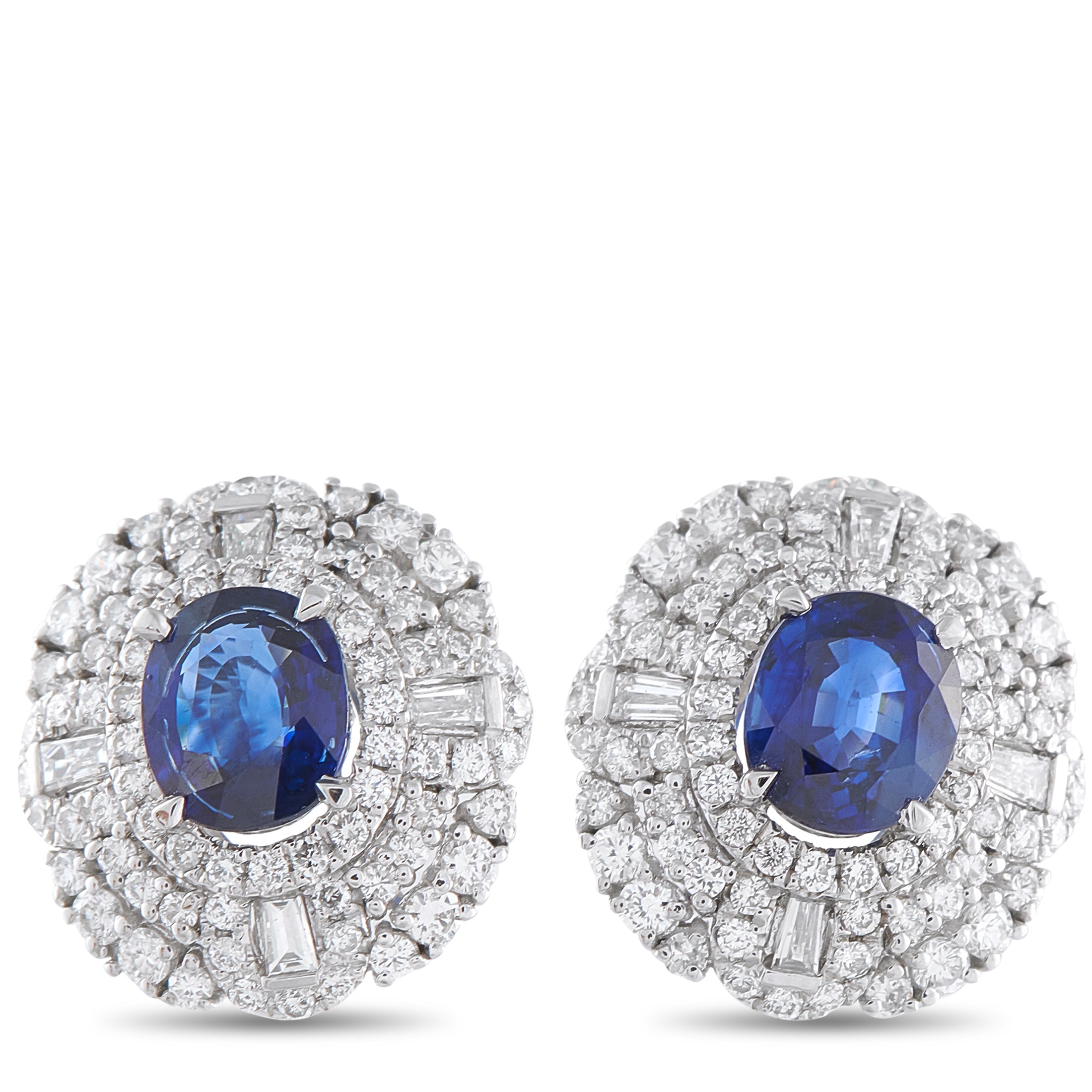 Platinum 1.39ct Diamond and Sapphire Earrings