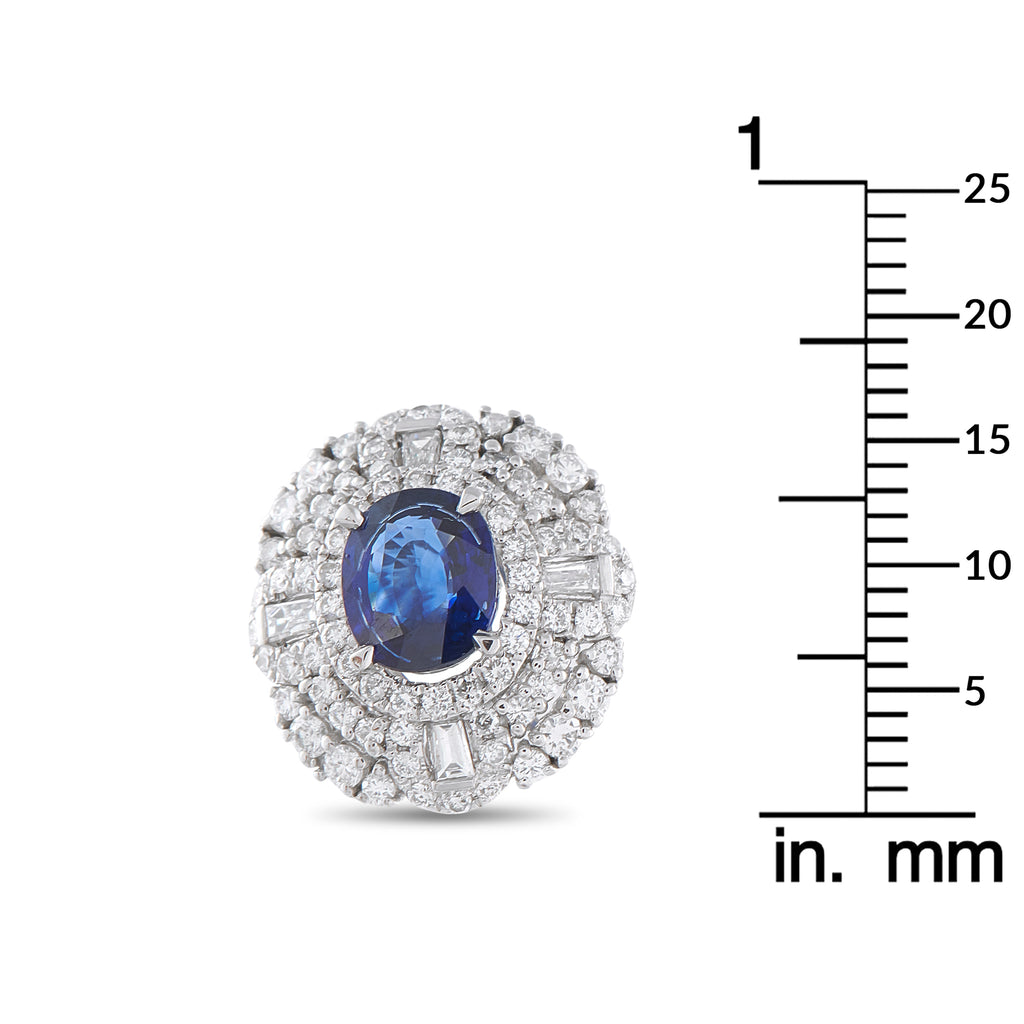 Platinum 1.39ct Diamond and Sapphire Earrings