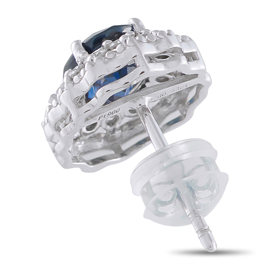Platinum 0.53ct Diamond and Sapphire Earrings