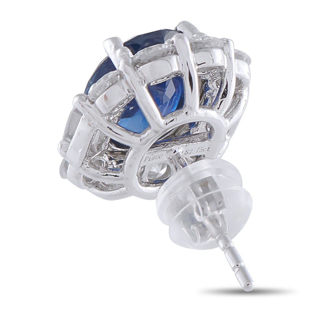 Platinum 2.31ct Diamond and Sapphire Earrings