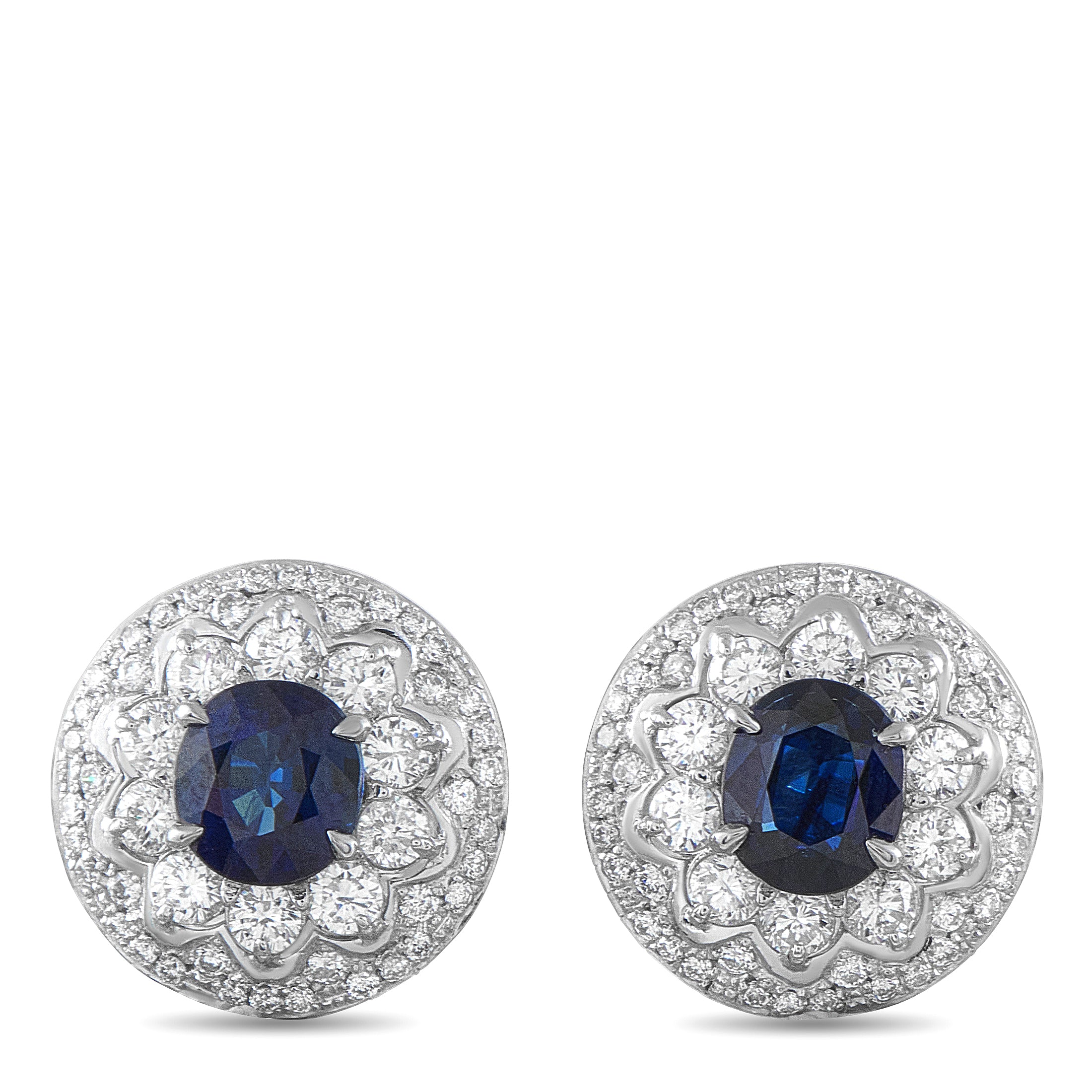 Platinum 1.32ct Diamond and Sapphire Earrings