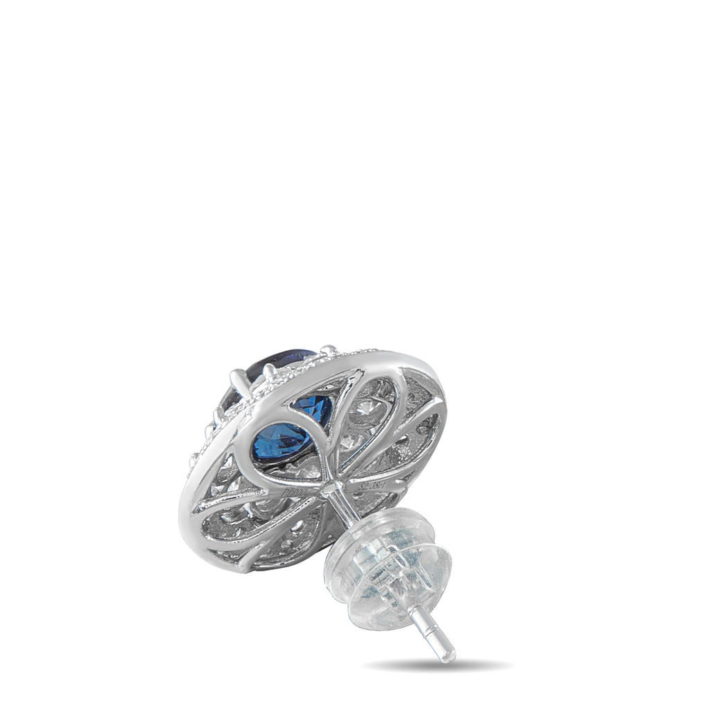Platinum 1.32ct Diamond and Sapphire Earrings