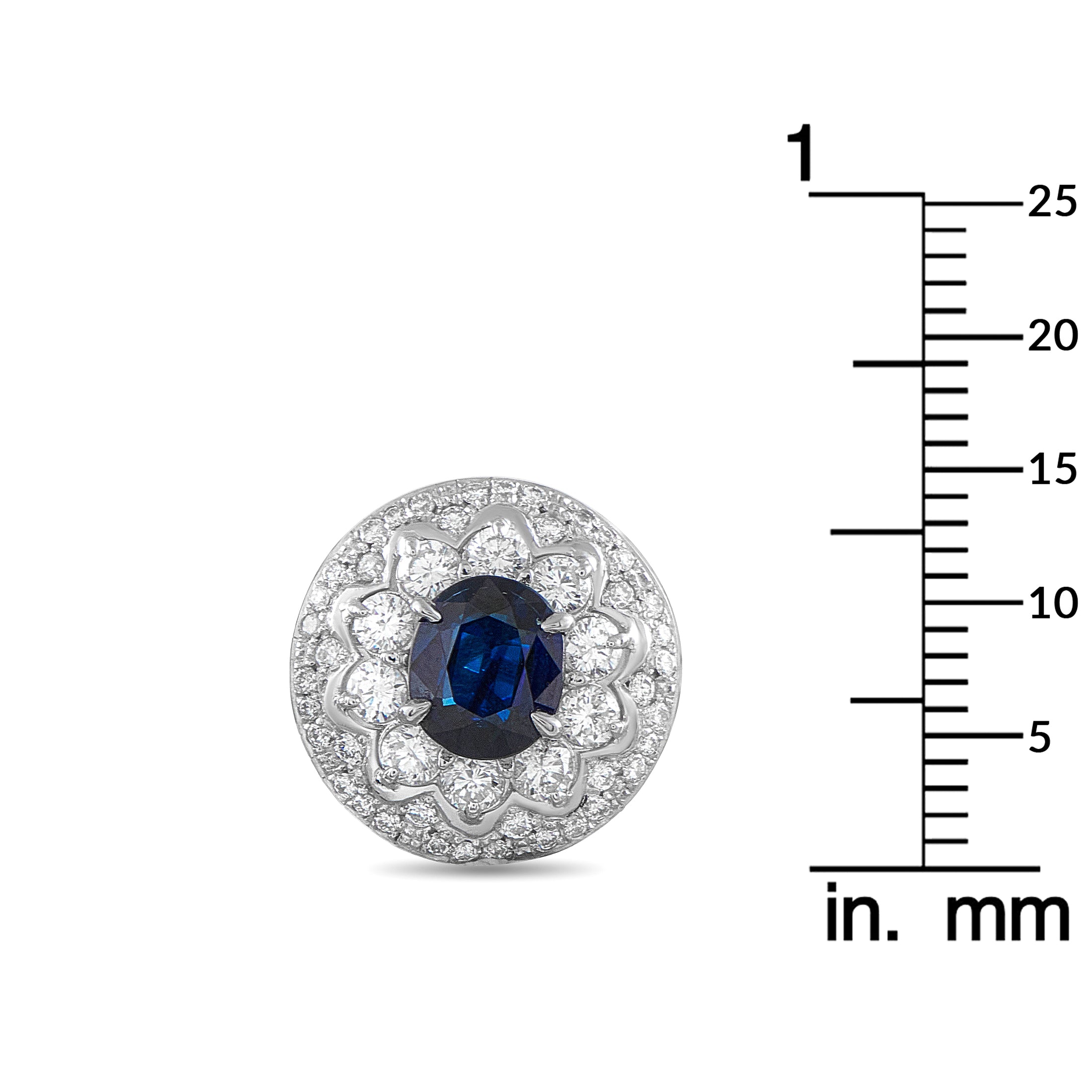 Platinum 1.32ct Diamond and Sapphire Earrings