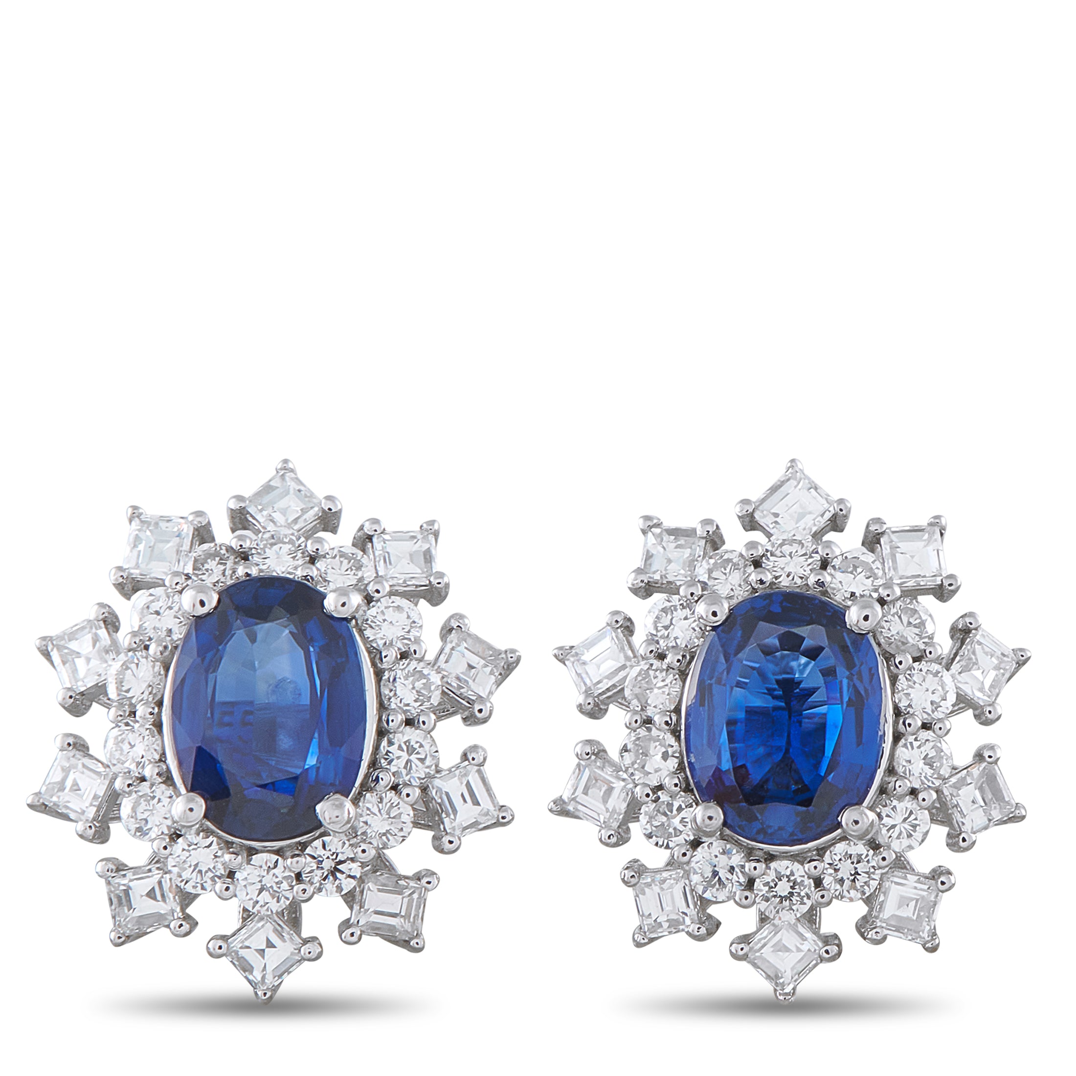 Platinum 1.19ct Diamond and Sapphire Earrings
