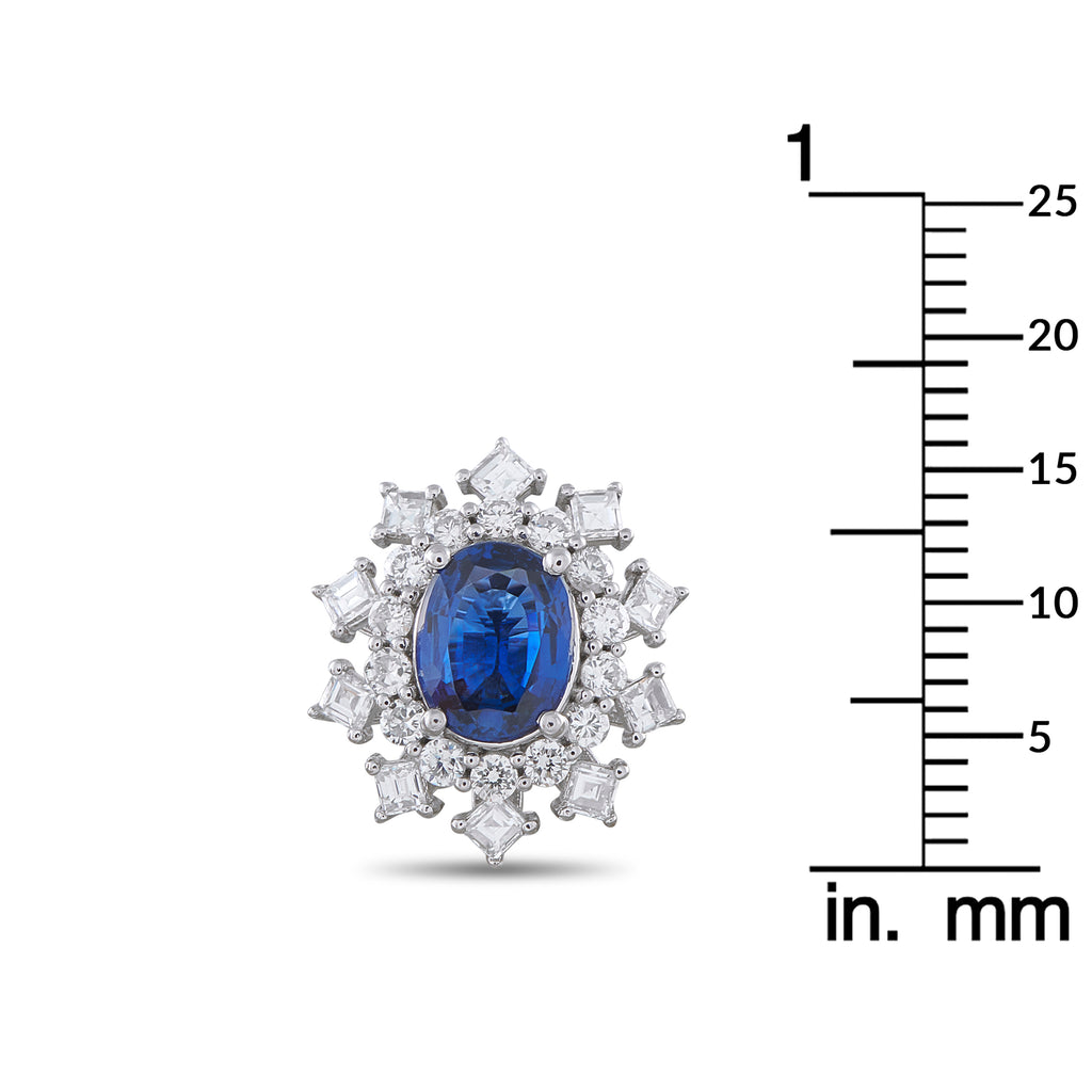 Platinum 1.19ct Diamond and Sapphire Earrings