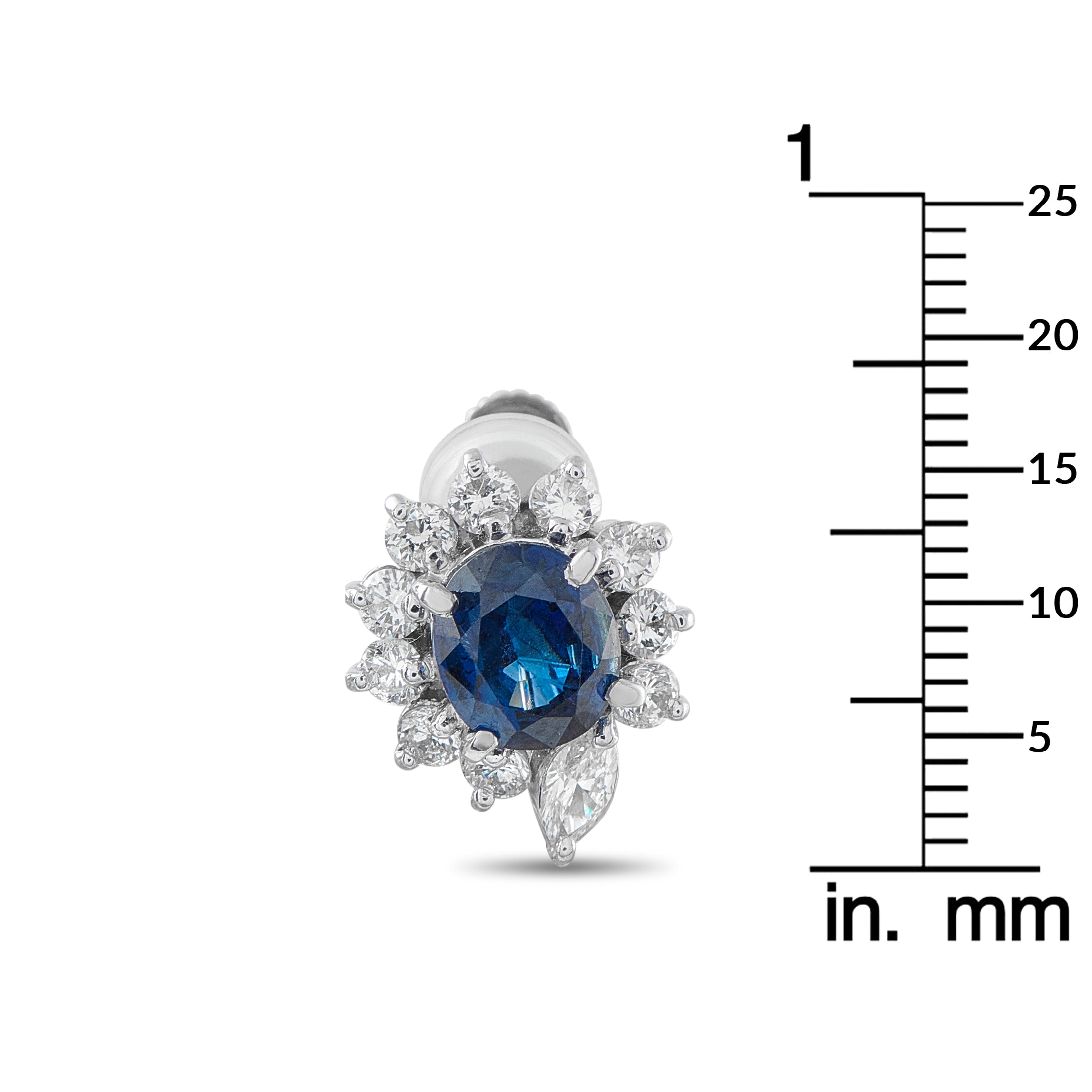 Platinum 0.89ct Diamond and Sapphire Earrings