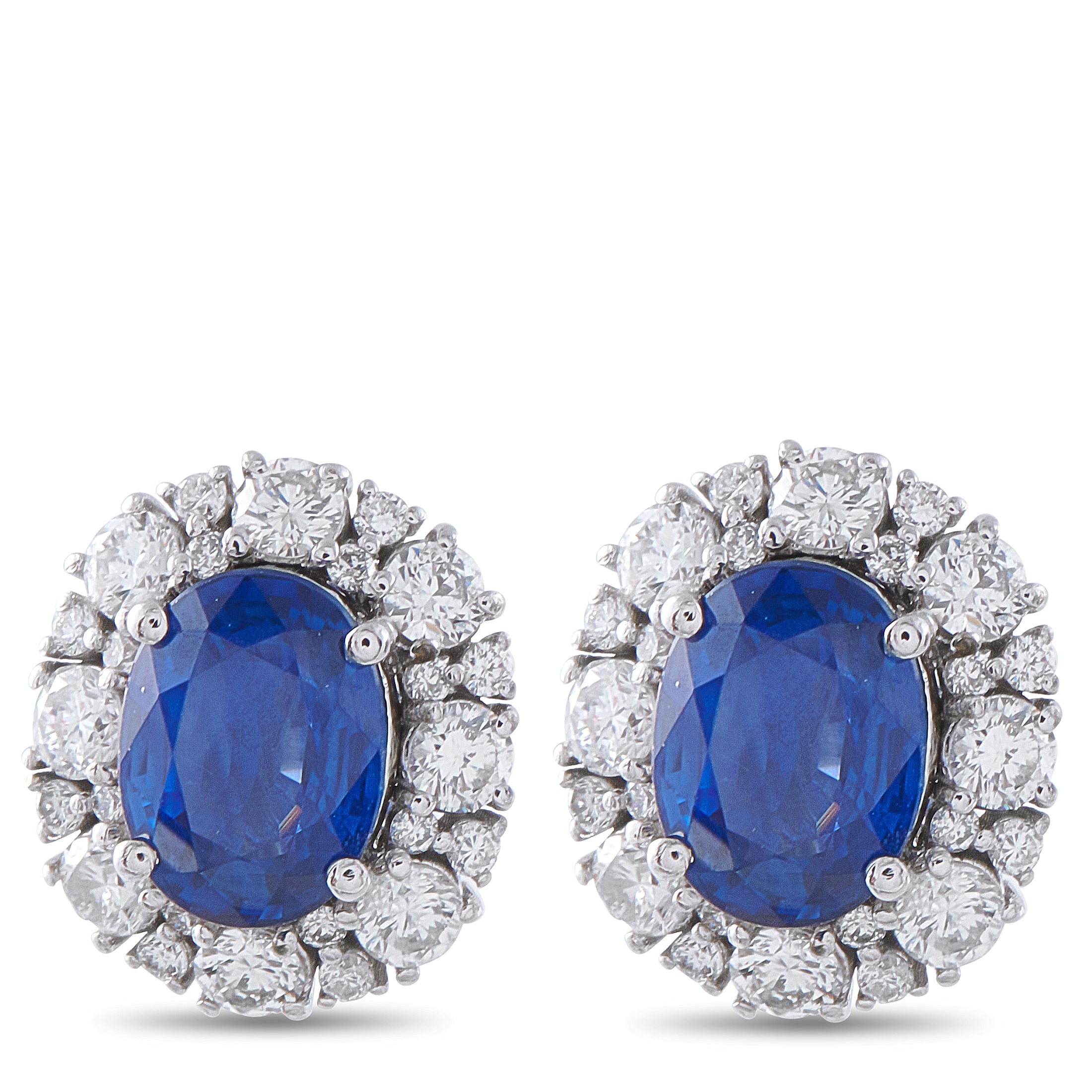 Platinum 1.02ct Diamond and Sapphire Earrings