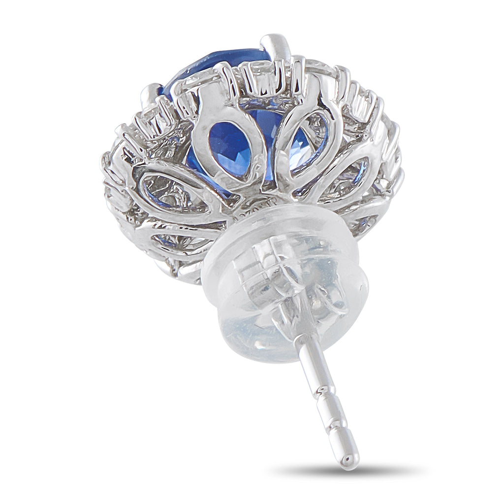 Platinum 1.02ct Diamond and Sapphire Earrings