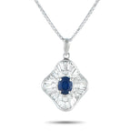 Exclusive Platinum 1.15ct Diamond and Sapphire Pendant Necklace MF35-082125 – Sparkling Diamonds with a total weight of 1