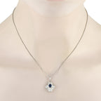 Platinum 1.15ct Diamond and Sapphire Pendant Necklace