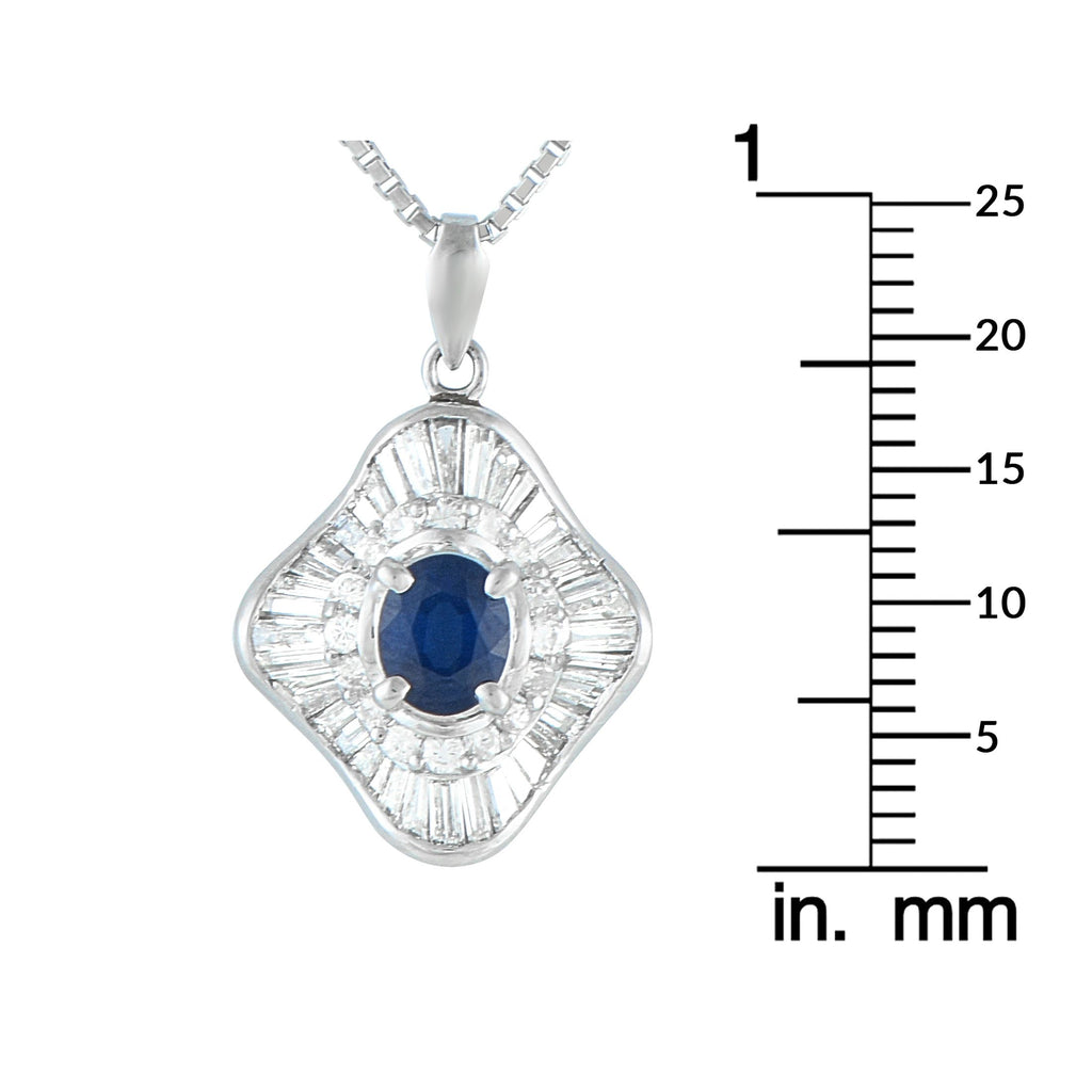 Platinum 1.15ct Diamond and Sapphire Pendant Necklace