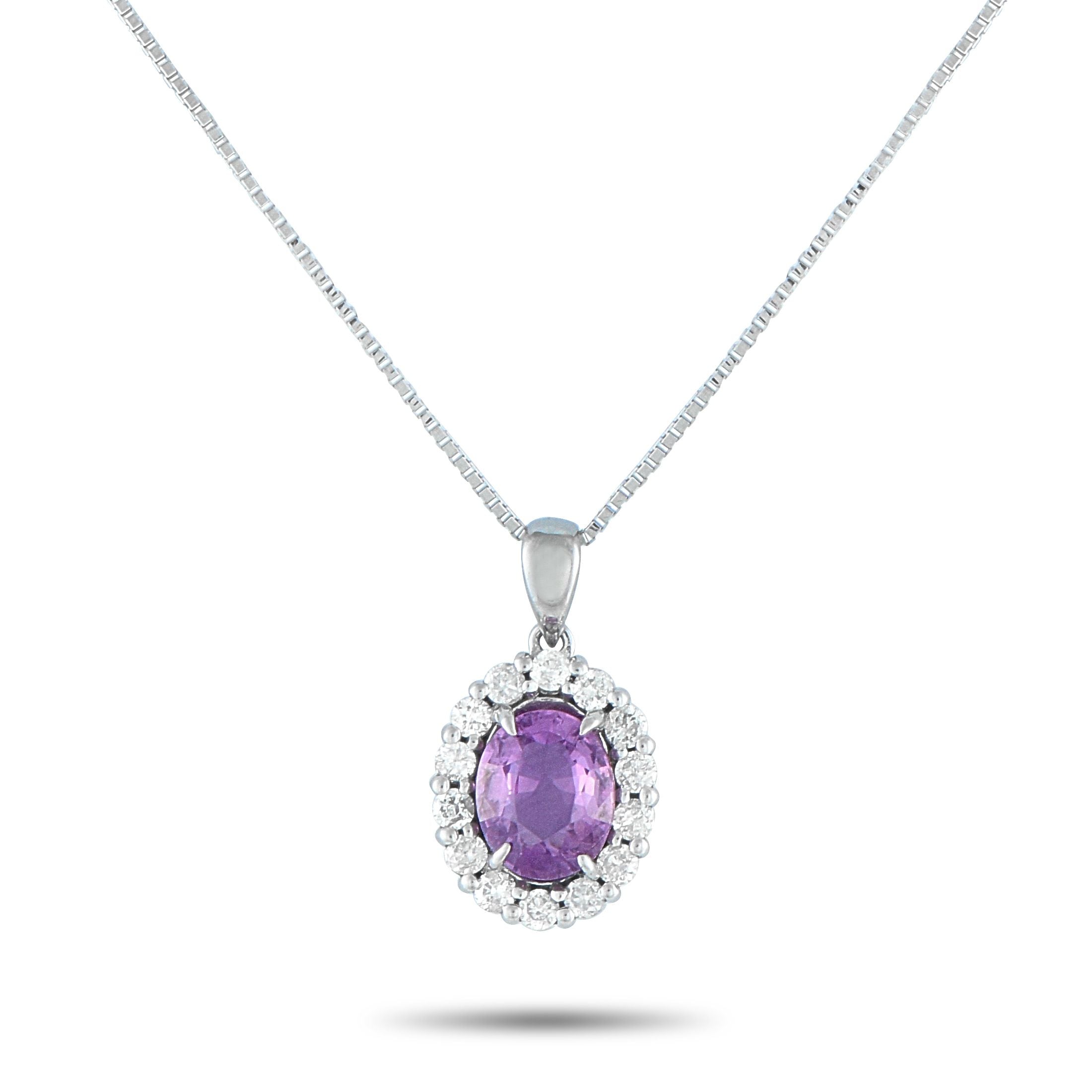Exclusive Platinum 0.21ct Diamond and Sapphire Pendant Necklace MF37-082125 – A 1