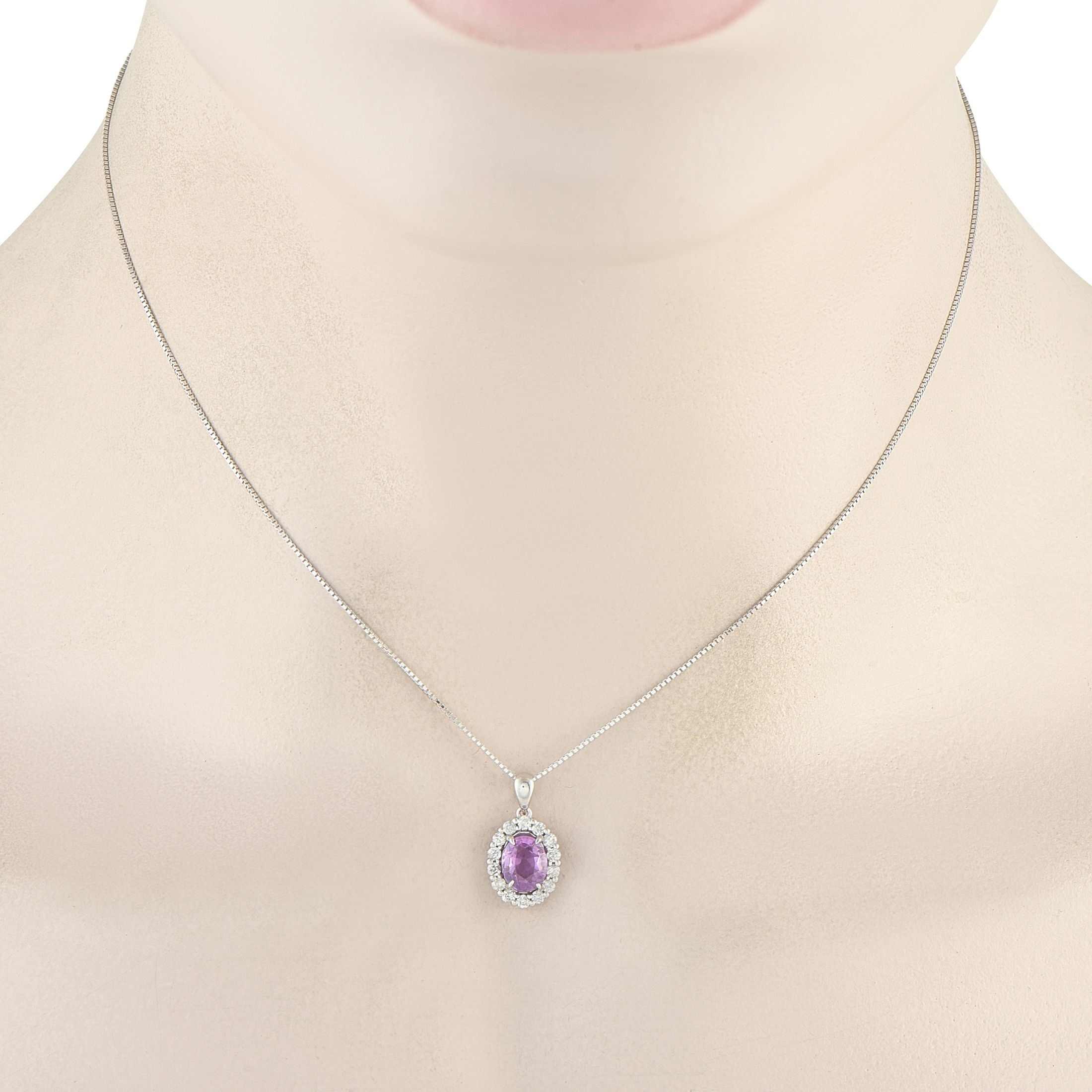 Exclusive Platinum 0.21ct Diamond and Sapphire Pendant Necklace