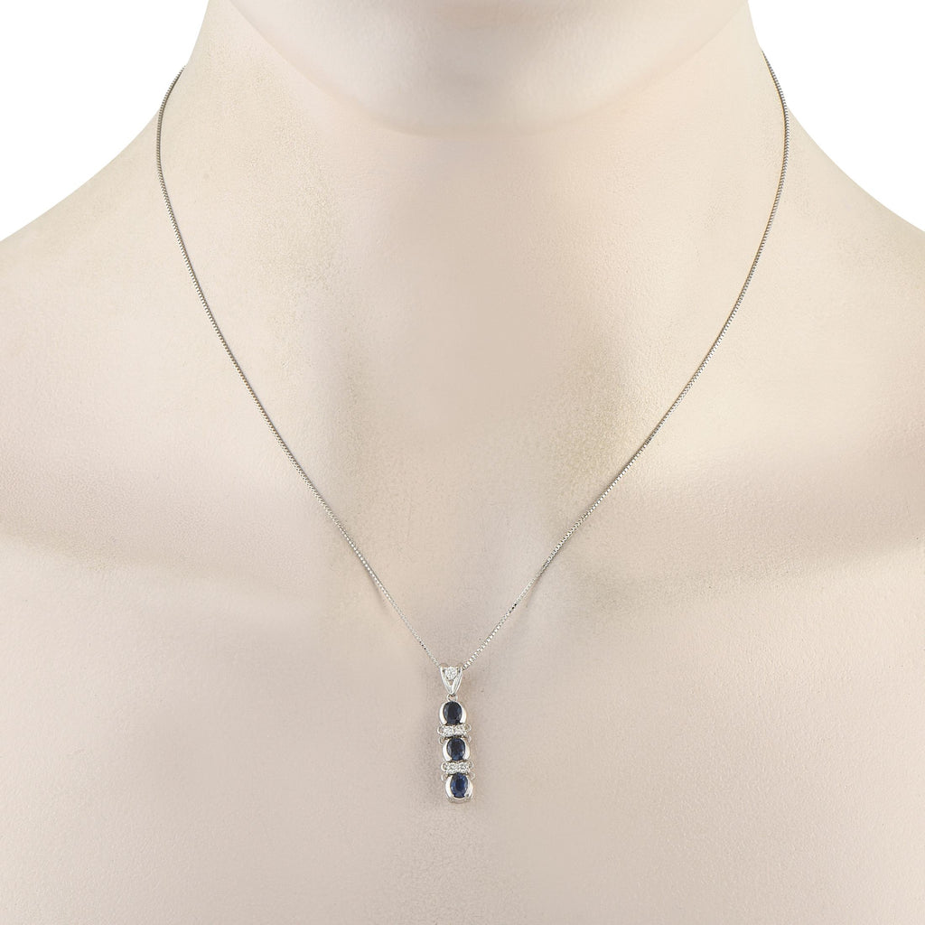 Platinum 0.14ct Diamond and Sapphire Necklace