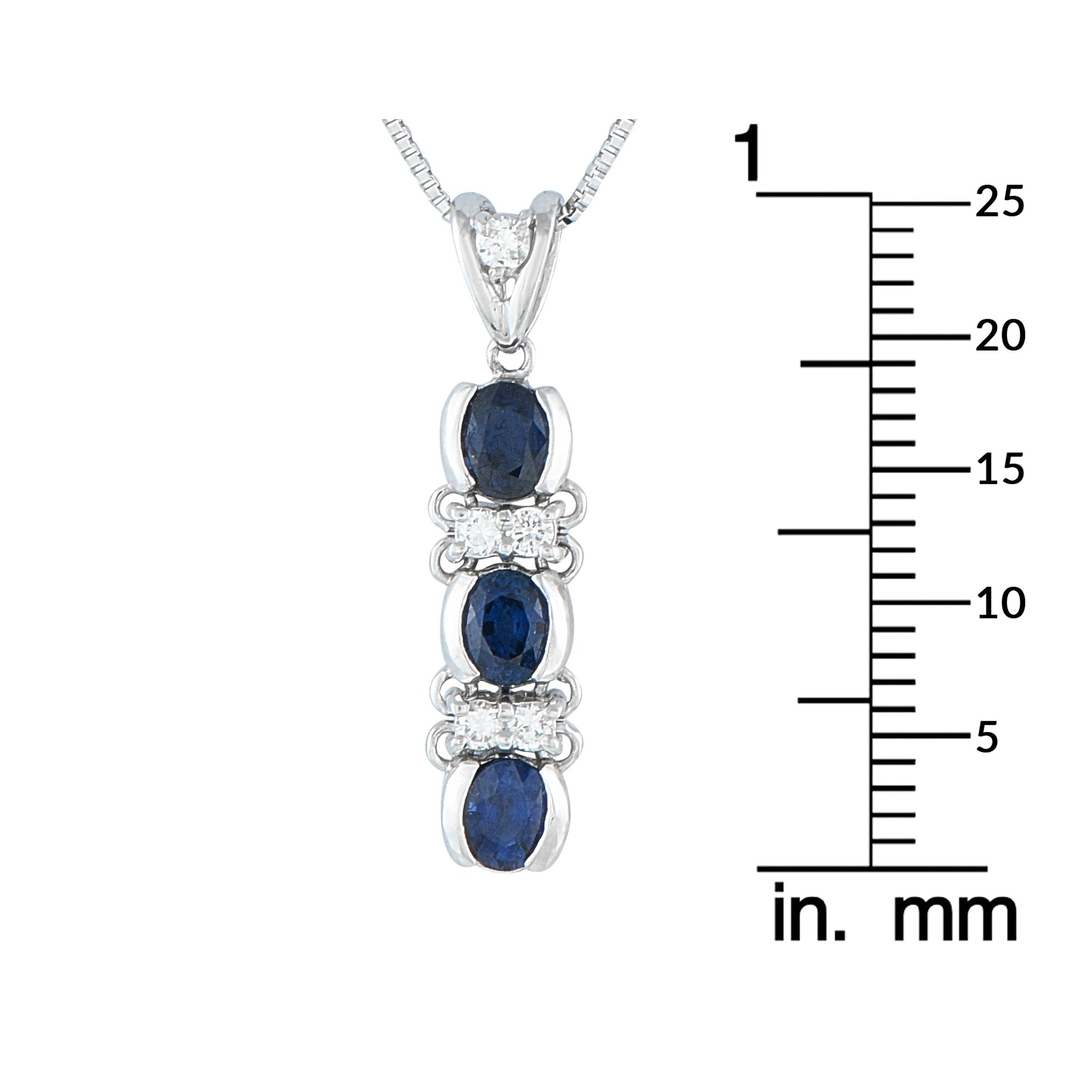 Platinum 0.14ct Diamond and Sapphire Necklace