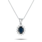 Exclusive Platinum 0.30ct Diamond and Sapphire Pendant Necklace MF12-082225 – This luxury necklace will always make a subtle 