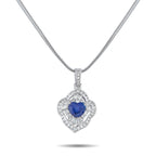 Exclusive Platinum 1.35ct Diamond and Sapphire Pendant Necklace MF54-101525 – This luxury necklace is the perfect accessory f