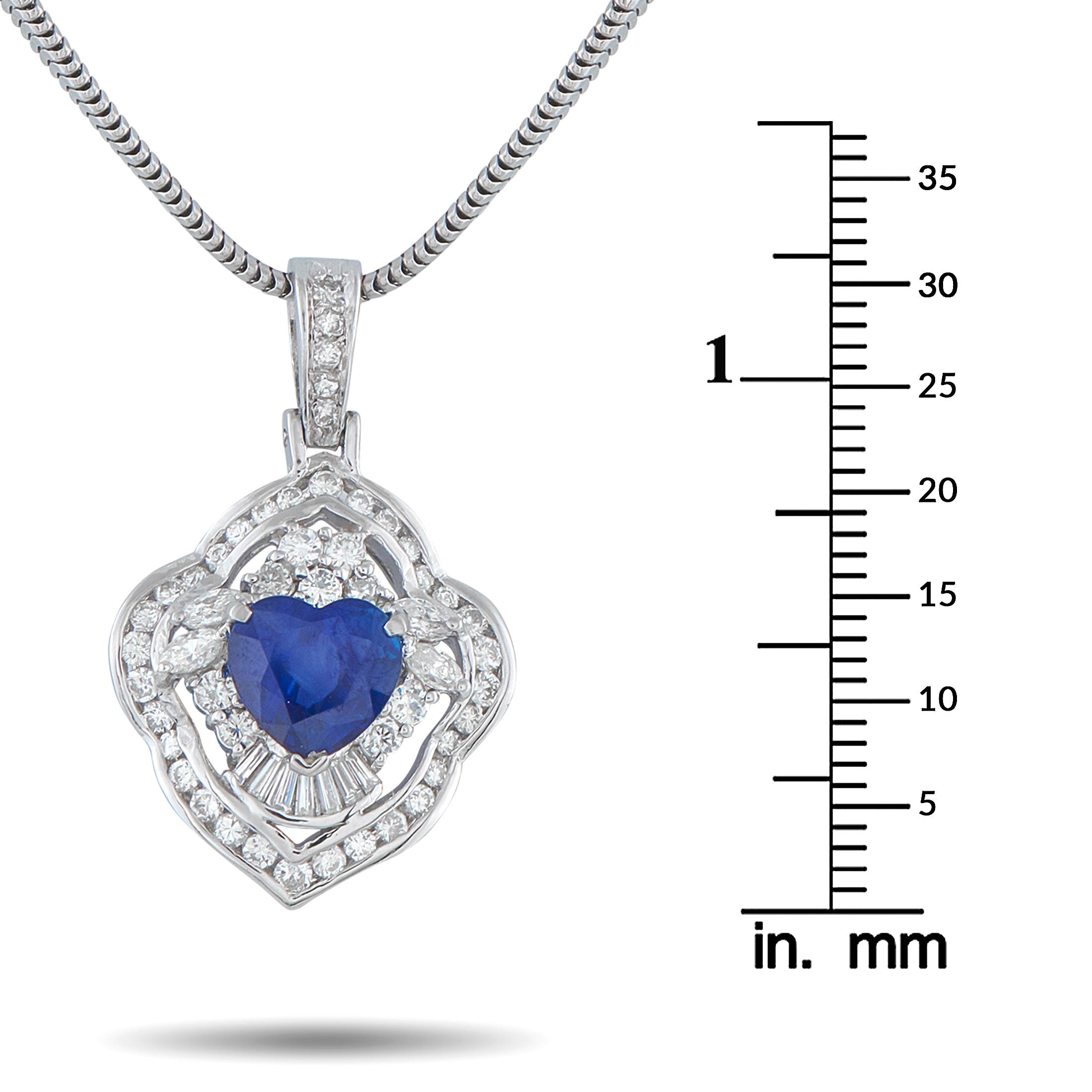 Exclusive Platinum 1.35ct Diamond and Sapphire Pendant Necklace