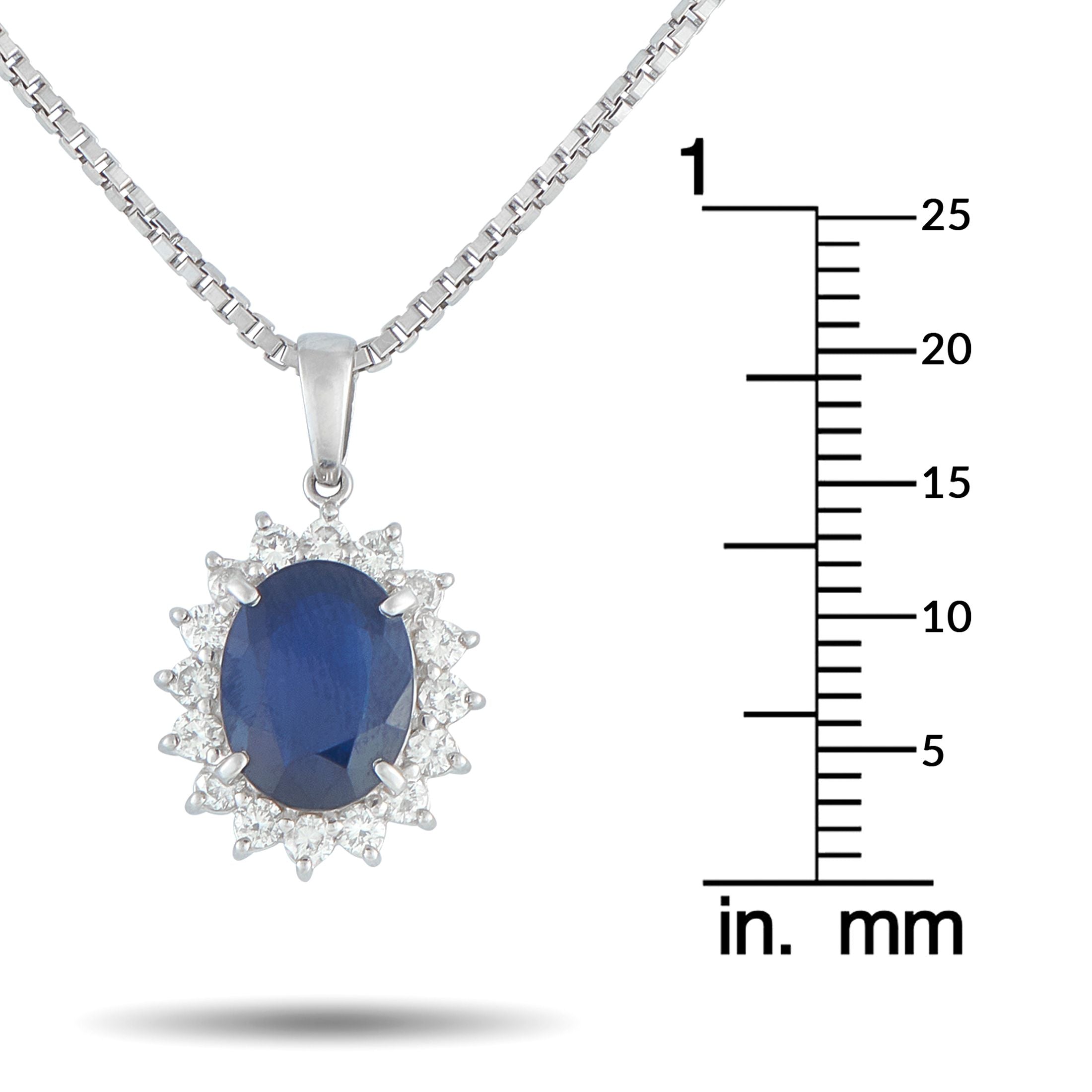 Exclusive Platinum 0.48ct Diamond and Sapphire Pendant Necklace